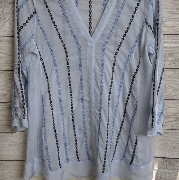 J Jill tunic, size small, light blue, embroidered - Picture 1 of 12